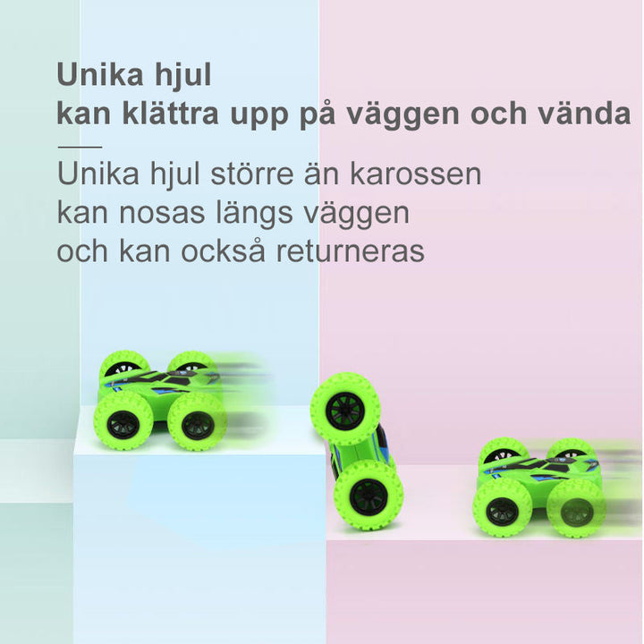 "Dubbelsidig tröghetsbil för barn i gul färg, tröghetsteknik, anti-kollisionsdesign, säker leksak."