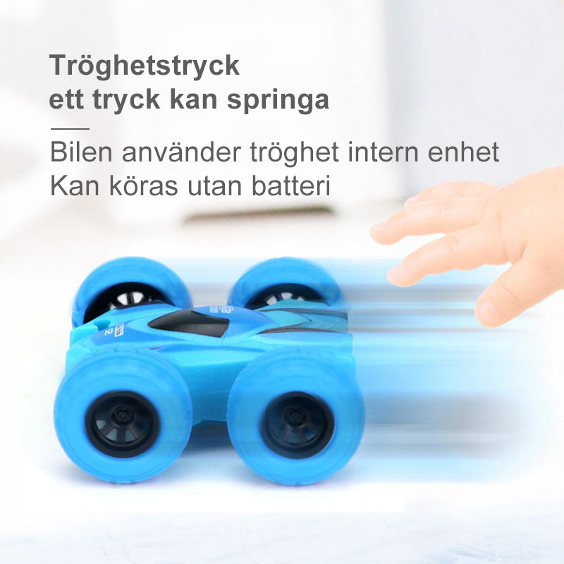 "Dubbelsidig tröghetsbil för barn i gul färg, tröghetsteknik, anti-kollisionsdesign, säker leksak."