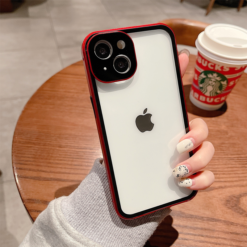 "Dubbelsidigt iPhone-fodral med glasdesign och spänne, modern och robust för säker stil och fullständigt skydd."