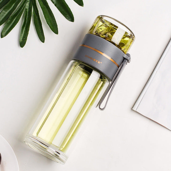 Perfekt kökstillbehör: Isolerad teflaska i glas med tesil för hem & kontor.
