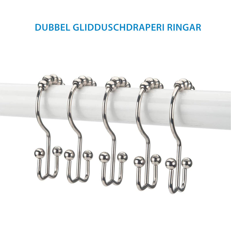 "Duschdraperi krokar i rostfritt stål, elegant och hållbar design för modern badrumsinredning, set med 12 st."