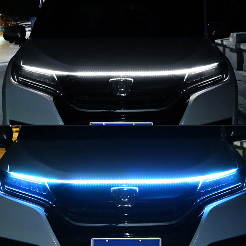 "Dynamisk LED-remsa för bilhuv, vattentät, lätt installation, ger bilen modern ljuseffekt, cool design, 1.8m silikon."