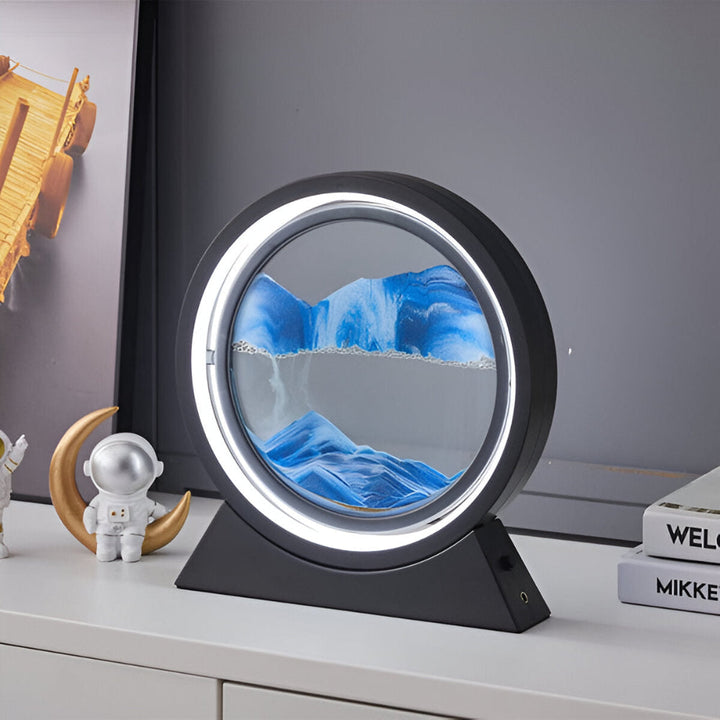 Dynamisk sandkonstlampa med LED-belysning skapar avkoppling & elegans. Perfekt heminredning.