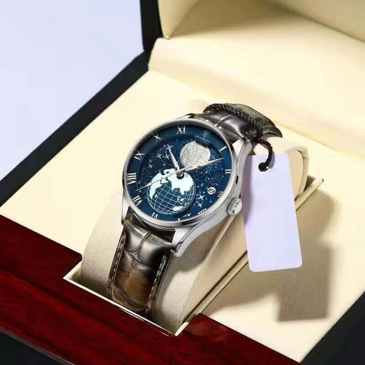 Elegant Quartz Watch with Leather Strap