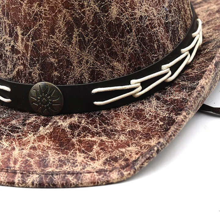 Cowboyhatt i läder med benpärlor – Westernstil