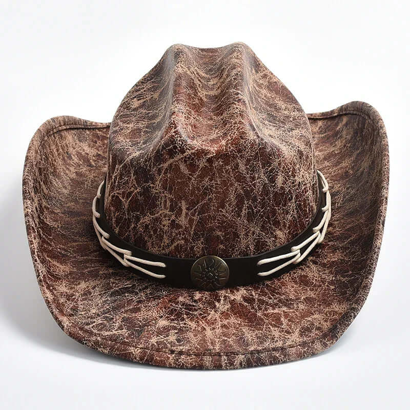 Cowboyhatt i läder med benpärlor – Westernstil