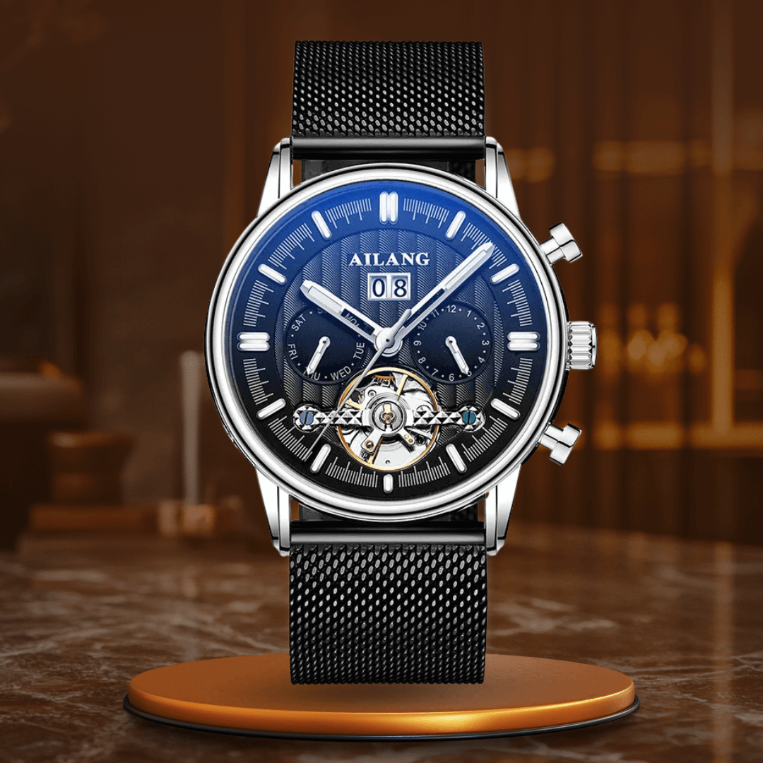 Elegant Tourbillon-klocka med läderrem