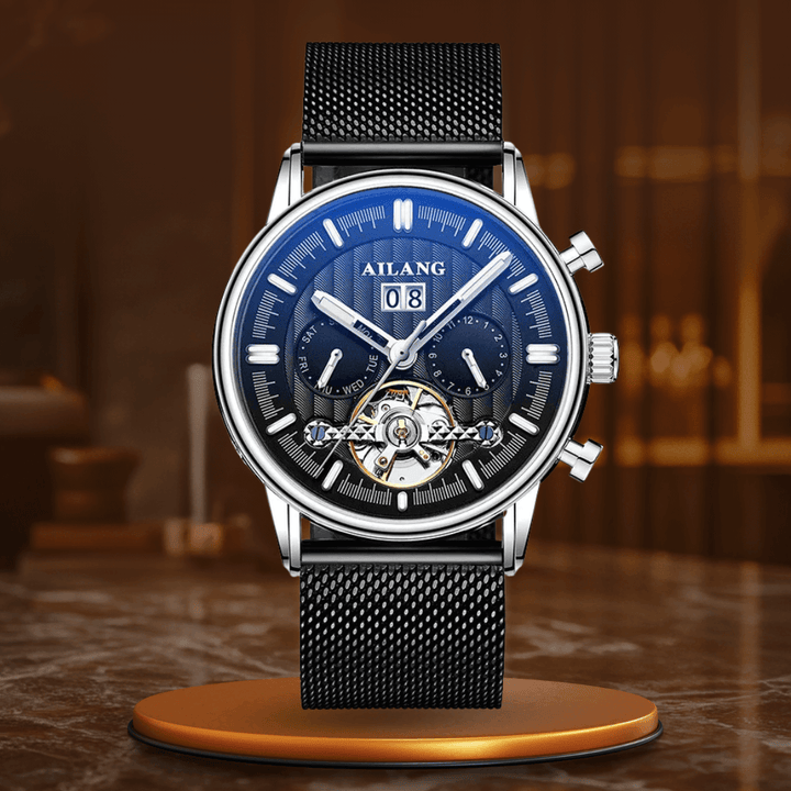 Elegant Tourbillon-klocka med läderrem