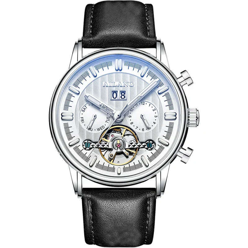 Elegant Tourbillon-klocka med läderrem