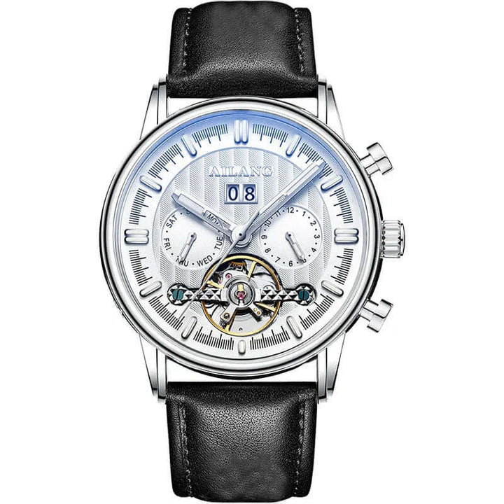 Elegant Tourbillon-klocka med läderrem