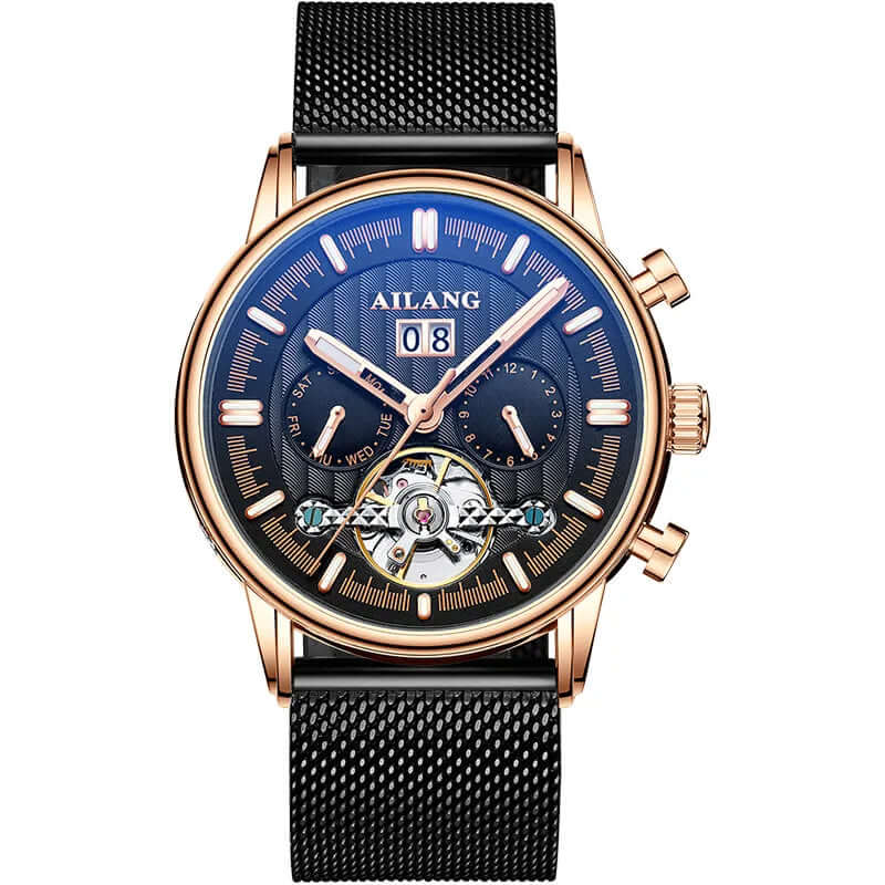 Elegant Tourbillon-klocka med läderrem