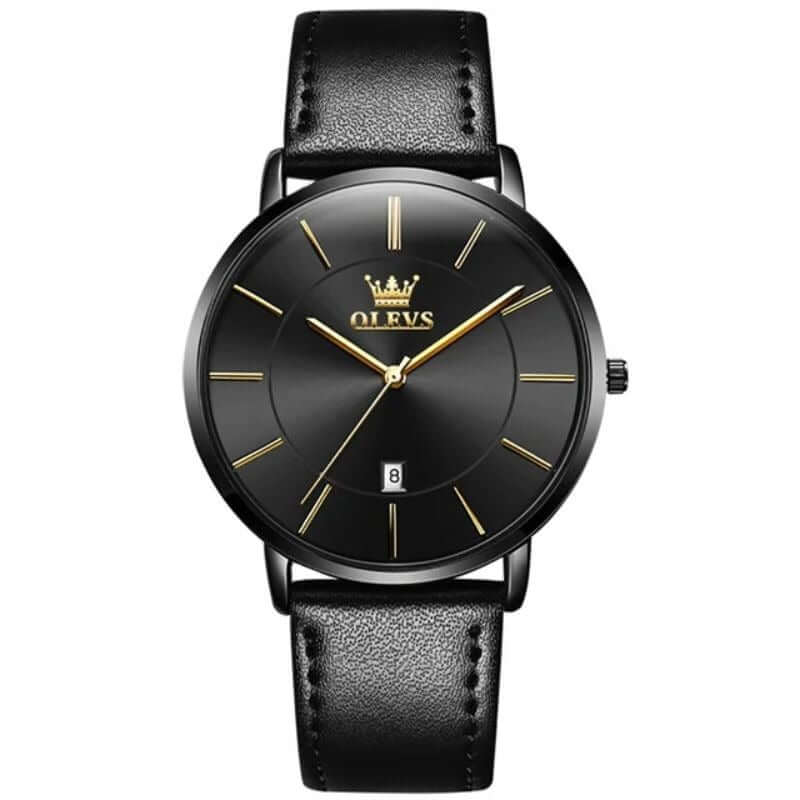 Snygg Läderarmbandsklocka med Datum