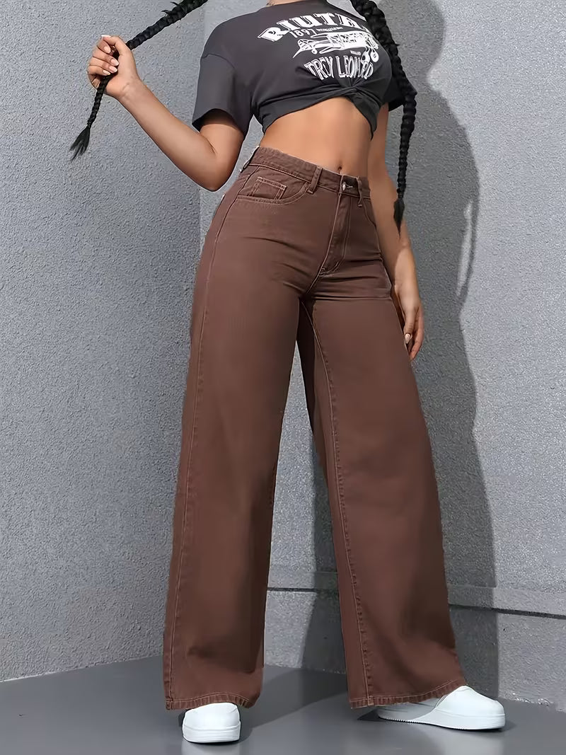 Dam Hög Midja Vida Jeans i Armégrön