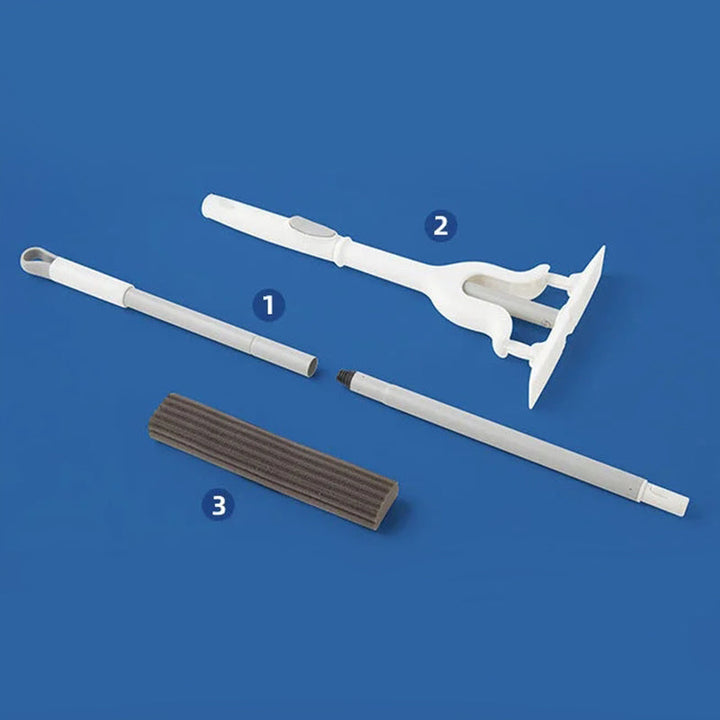 "Effektiv infällbar svampmopp med justerbart handtag, ergonomisk design och hög vattenabsorption för enkel städning."