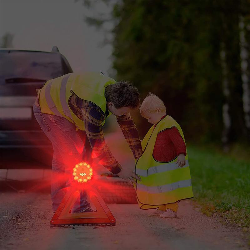 "Effektiv magnetisk varningslampa för bilar, vattentät design, hög synlighet med 9 ljuslägen i orange färg."