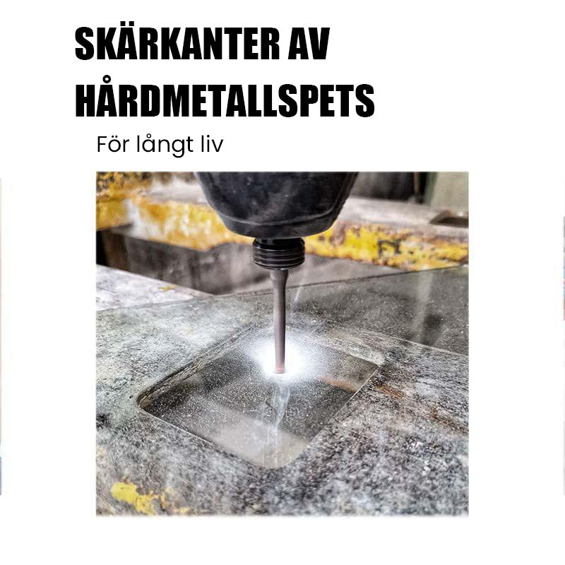 "Effektiva borrverktyg för glas och kakel, 5 st, högkvalitativ legering, precisionsdesign, visas i närbild."