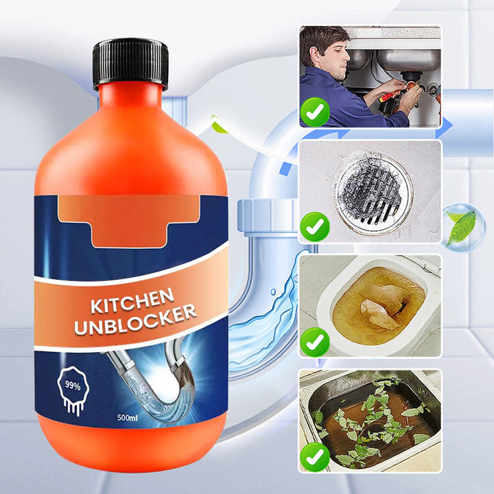 Effektivt avloppsrens i flaska, antibakteriell och snabbverkande för hygienisk rengöring, idealisk för kök och badrum.