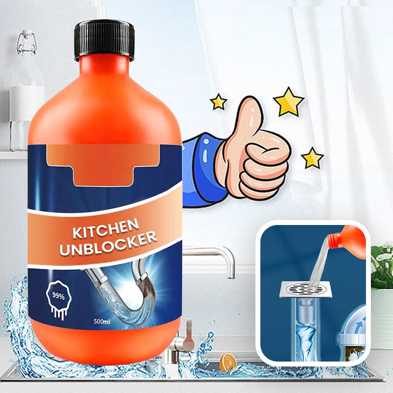 Effektivt avloppsrens i flaska, antibakteriell och snabbverkande för hygienisk rengöring, idealisk för kök och badrum.