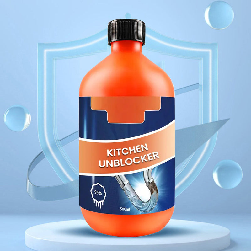 Effektivt avloppsrens i flaska, antibakteriell och snabbverkande för hygienisk rengöring, idealisk för kök och badrum.