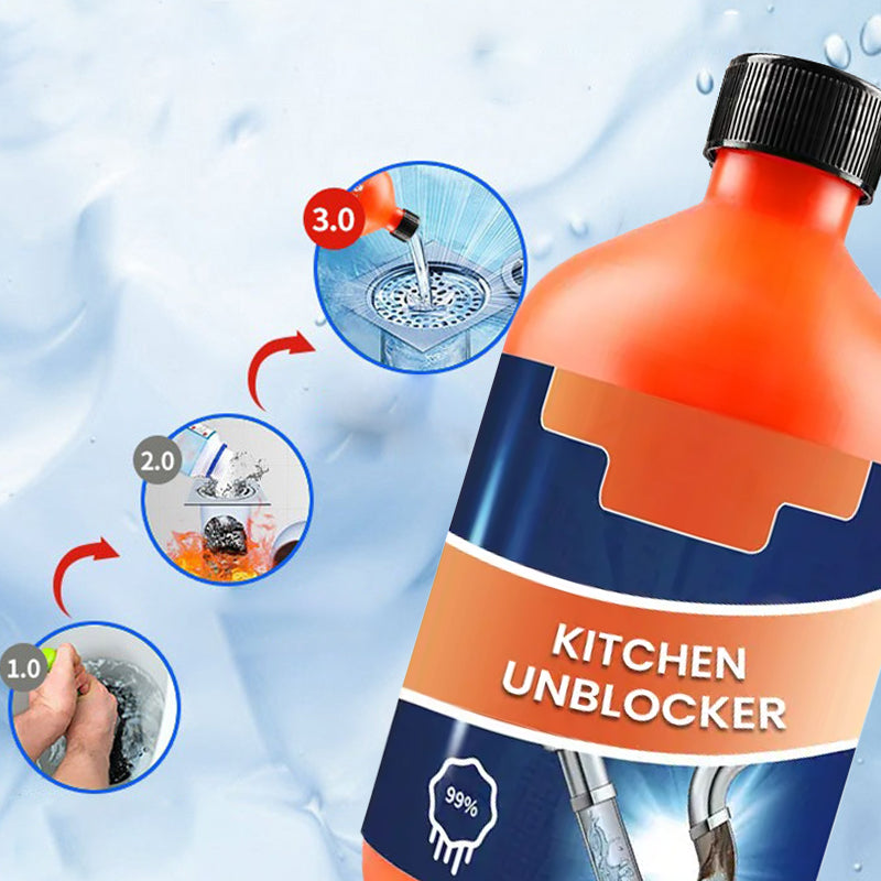 Effektivt avloppsrens i flaska, antibakteriell och snabbverkande för hygienisk rengöring, idealisk för kök och badrum.