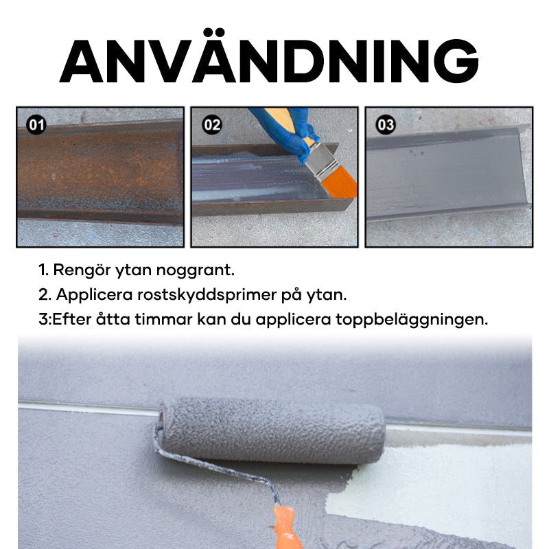 Effektivt rostborttagningsmedel för metall, blå flaska, idealisk för att förnya och skydda metallytor mot rostskador.
