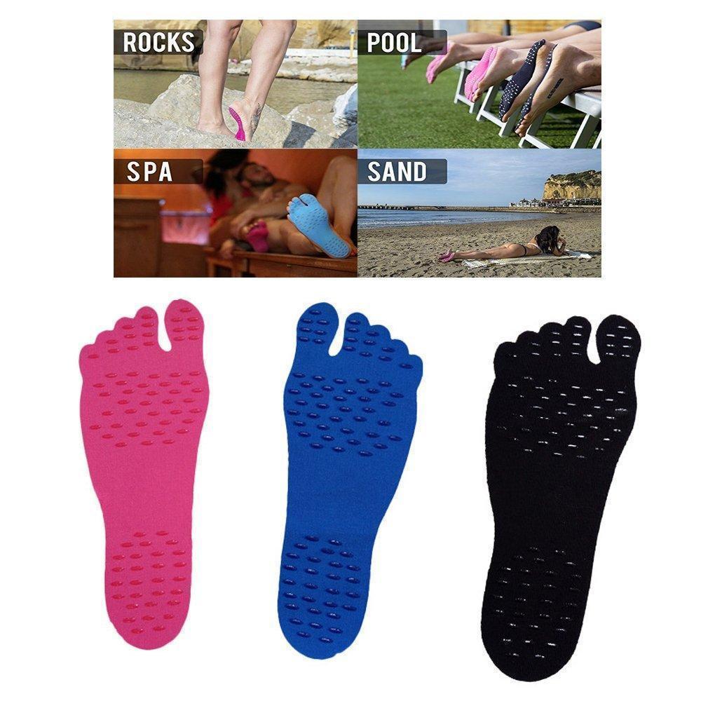 "Eko-vänliga barfotaskor med anti-glid sula, unisex, biologiskt nedbrytbart material, neutrala färger, för strand och spår."