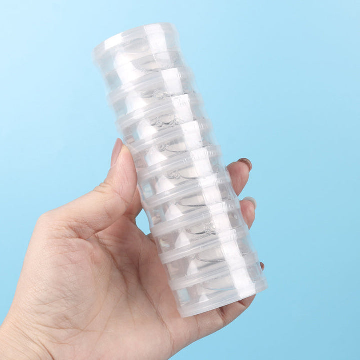 "Ekologiska, alkoholfri handservetter, resklar design, icke förfuktade, runda vita i kompakt plastförpackning."