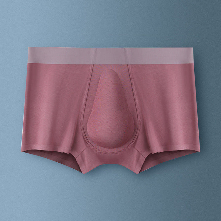 "Ekologiska bomullsboxershorts för män i svart, grå och blå, med stödpaneler för komfort och modern stil."