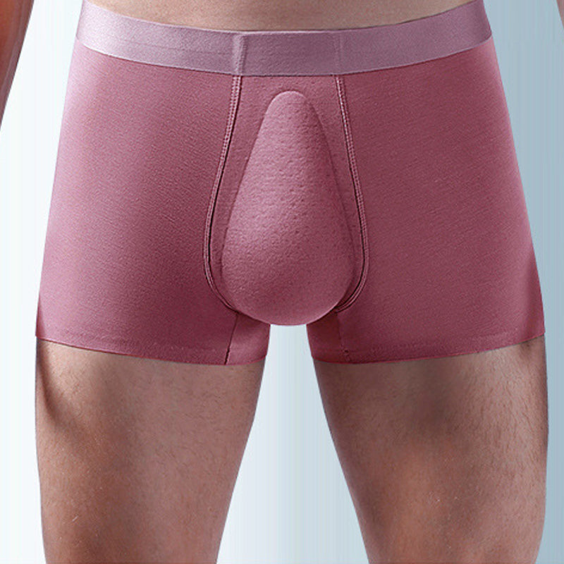 "Ekologiska bomullsboxershorts för män i svart, grå och blå, med stödpaneler för komfort och modern stil."