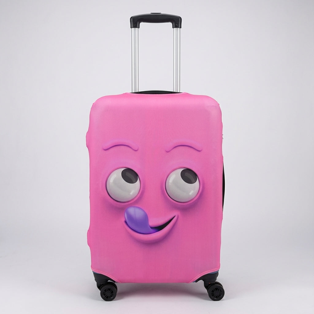 SmileGuard elastiskt bagageöverdrag med tryck. Skydda din resväska med detta stretchiga resskydd.