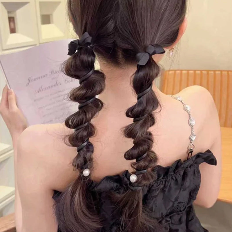 "Elastiskt bowknot hårband för kvinnor, flätad design, flera färger, praktiskt och elegant till vardagsfrisyrer."
