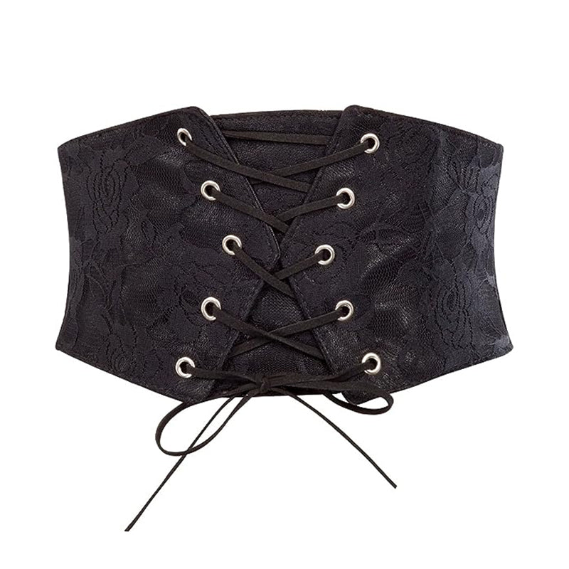 "Elastiskt brett midjebälte för kvinnor i spets, snörningsdesign, vintage charm, elegant och bekväm accessoar."