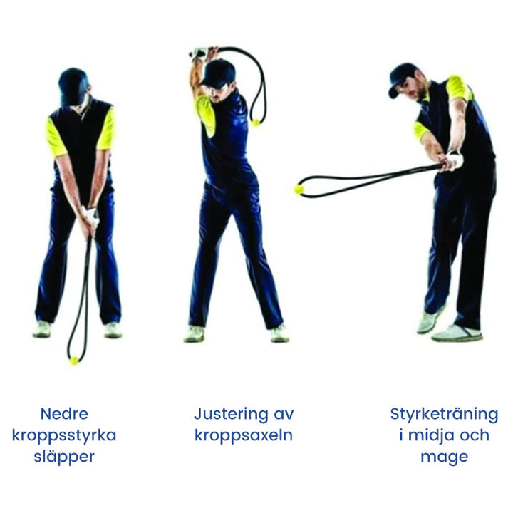 "Elastiskt golfträningsrep för bättre svängar, förbättrad precision och säker användning, perfekt för alla golfare."