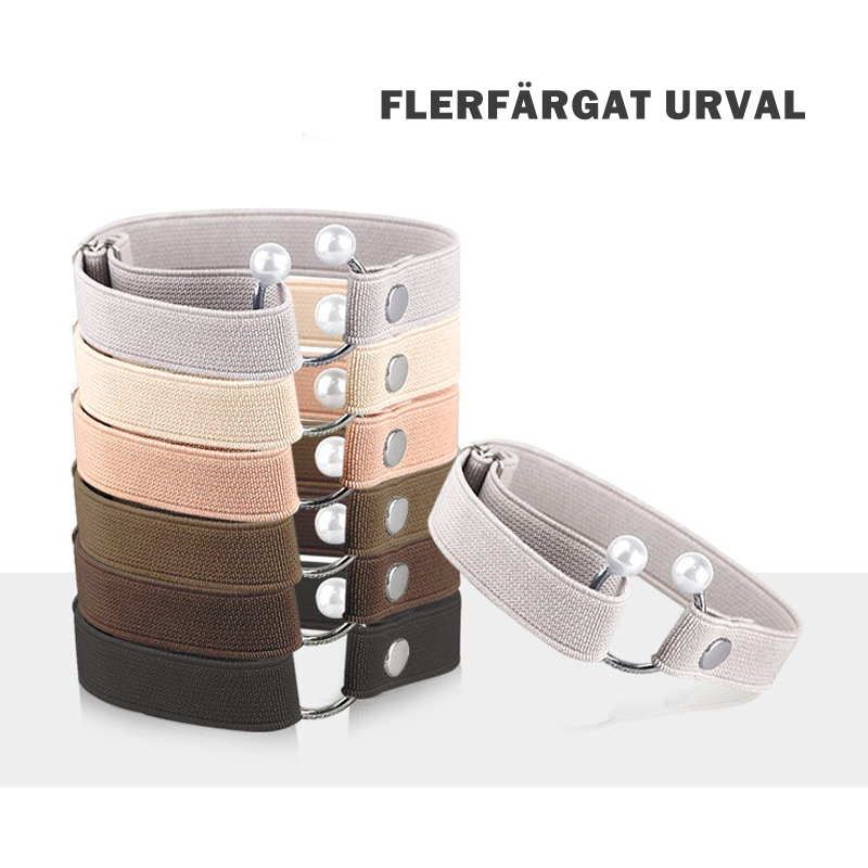 "Elastiskt pärlband för klackskor i beige och silver, justerbart med pärlknappslås, unisex accessoar för elegans och stöd."