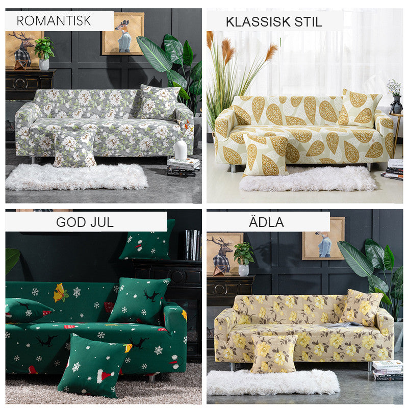 "Elastiskt universal sofföverdrag i ljusgrå färg, formpassad och modern design för heminredning och sofftäcke skydd."