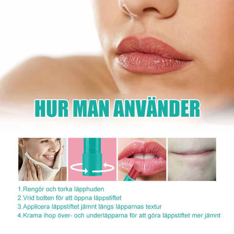 "Elegant 24-timmars fuktgivande läppfärg med naturlig glans, mjuk applikation för alla hudtoner, perfekt skönhetslösning."