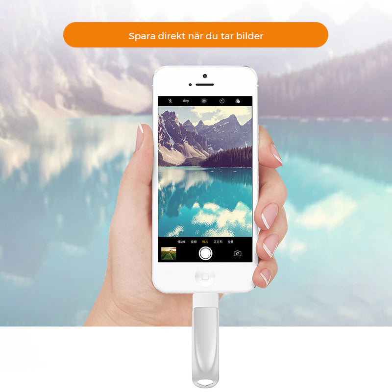 "Elegant 3-i-1 USB-minne i metall med flertal kontakter för iOS/Android, silverfärgad, enkel dataöverföring"