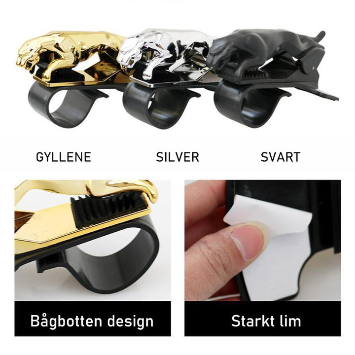"Elegant 360-graders roterande telefonhållare med leoparddesign, justerbara vinklar och silikonplatta för skydd i bil."