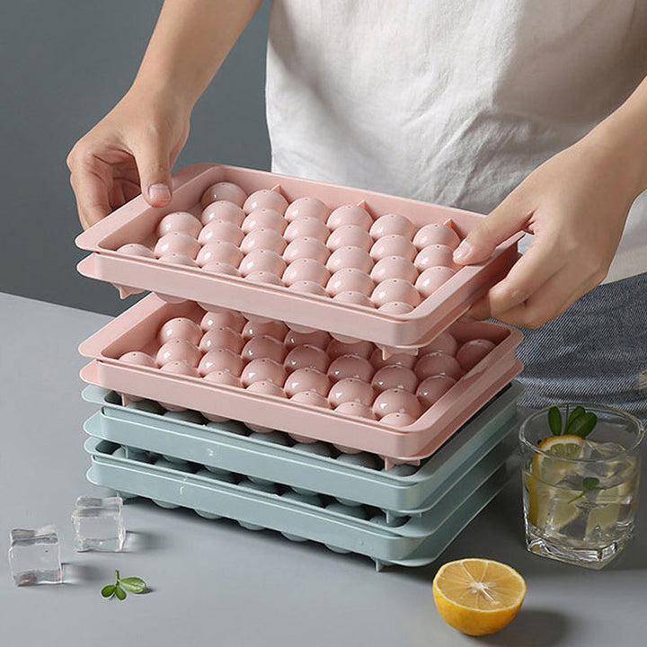 "Elegant 3D-istillverkningsset i blå och rosa för köket, med diamant- och rundformade isformar för unika drinkupplevelser."