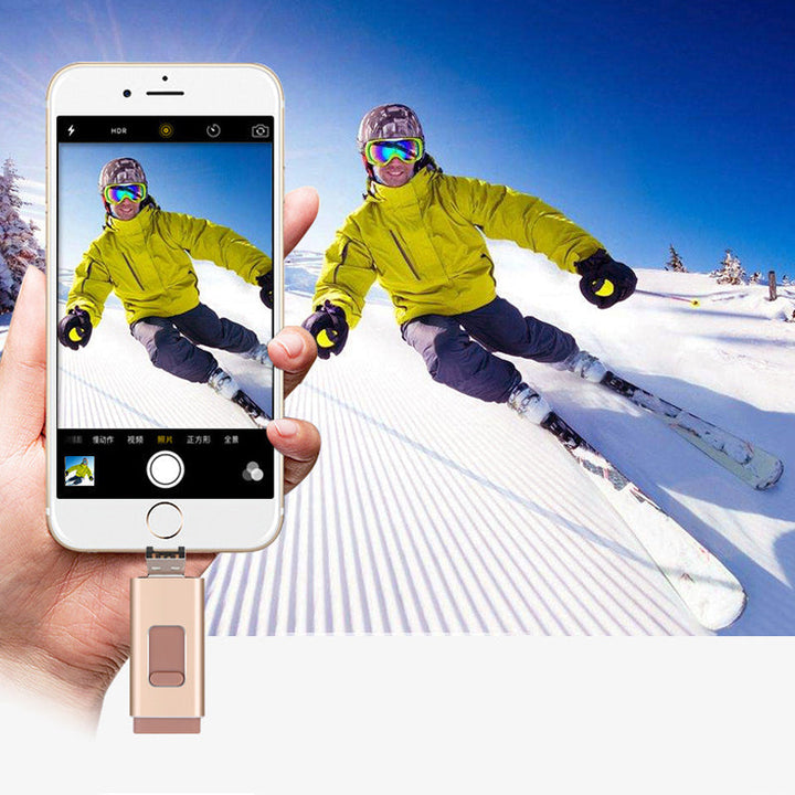 "Elegant 4-i-1 USB-minne i guld, silver, svart och rosguld - kompaktdesign och snabb dataöverföring"
