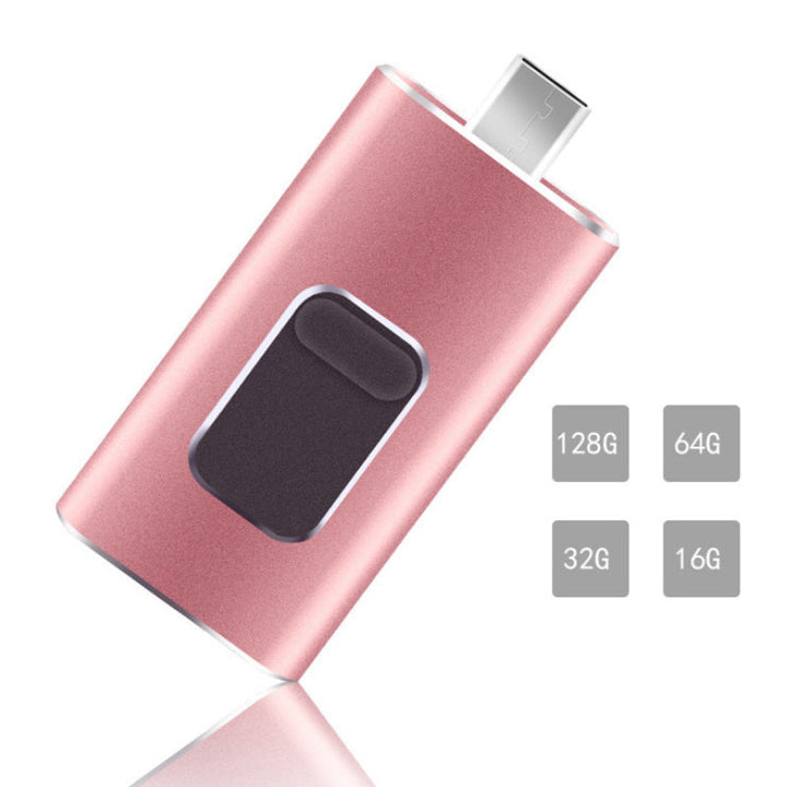 "Elegant 4-i-1 USB-minne i guld, silver, svart och rosguld - kompaktdesign och snabb dataöverföring"