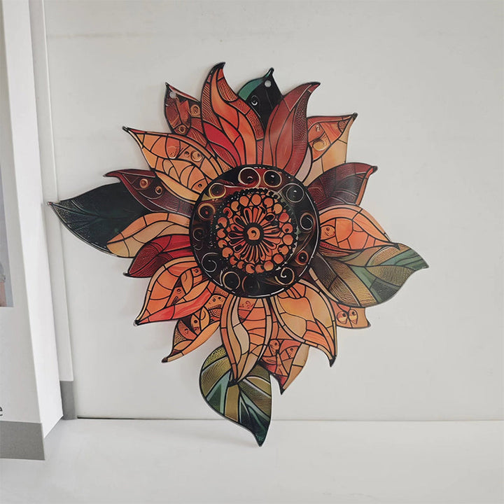 "Elegant akryl solros fönsterdekoration, detaljerad design, naturinspirerade färger, för hem eller bil, stilfull inredning."