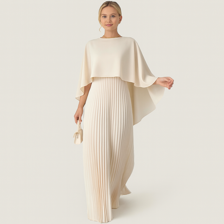 Festmode för kvinnor: Amelie långklänning, en elegant maxiklänning med fladdermusärmar för speciella kvällar.