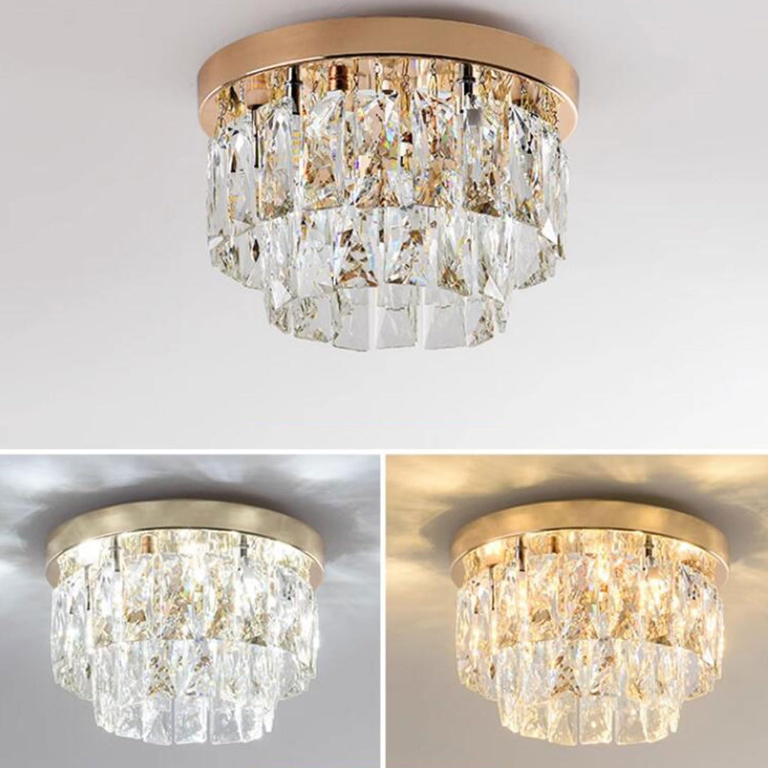 LED-taklampa Art Deco, elegant design i guld. Idealisk inomhusbelysning för sovrum och hall.