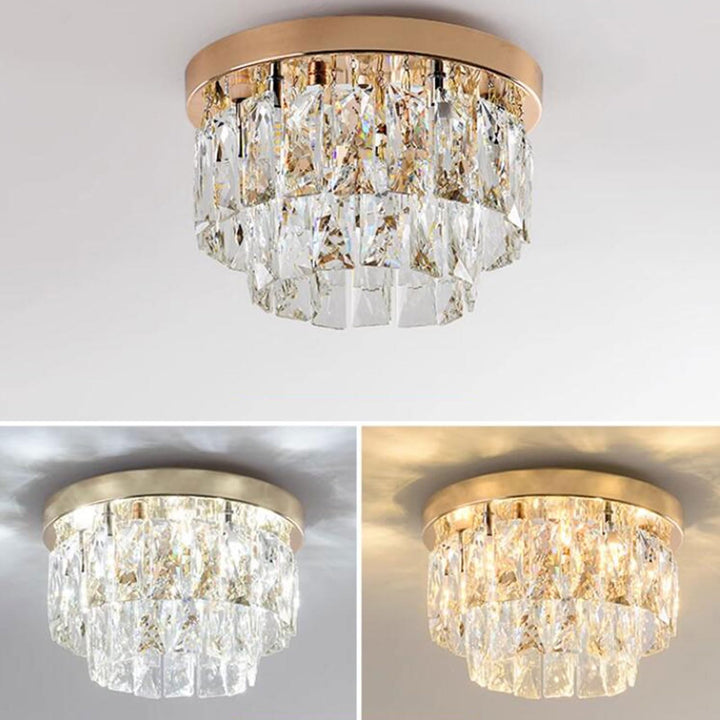 LED-taklampa Art Deco, elegant design i guld. Idealisk inomhusbelysning för sovrum och hall.