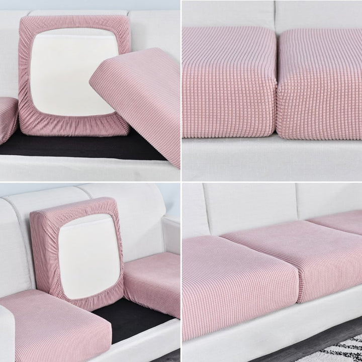 "Elegant avtagbart soffsitsöverdrag i mjuk sammet med modern design, skyddar och förnyar din soffa med stil och komfort."