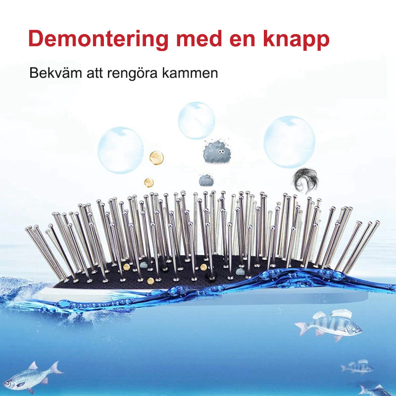 "Elegant bärbar elektrisk hårkam med negativ jon, ergonomisk form och kompakt design för mjukt, glänsande hår."