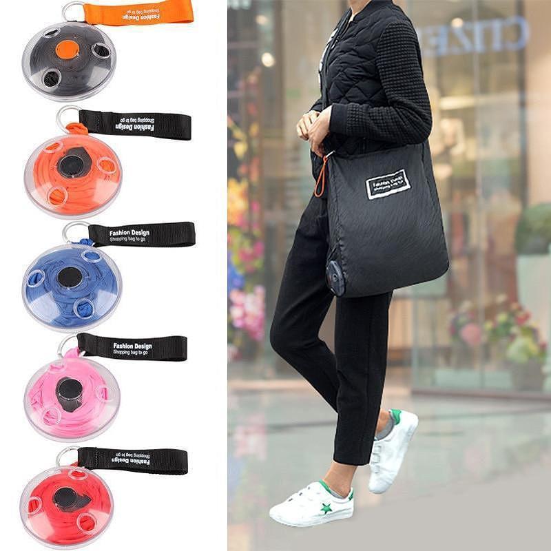 "Elegant bärbar skivväska för resor, shopping; vikbar, hållbar nylon, flera färger, passar kvinnliga accessoarer."
