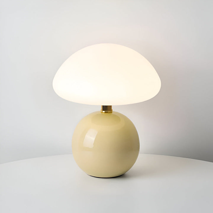 Kompakt LED svamplampa, Bauhaus-design. Bordslampa med 3 ljusfärger, idealisk för nattduksbord.