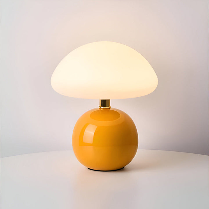 Elegant vit Bauhaus svamplampa, LED-bordslampa. Justerbar belysning, 3 färger för alla rum.